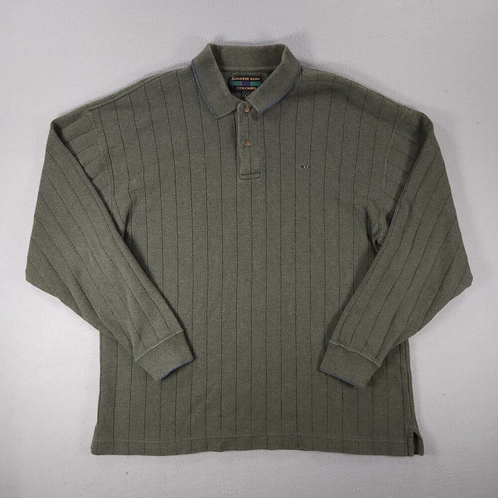 Colours By Alexander Julian Polo Shirt Mens XL Long Sleeve Cotton Rugby